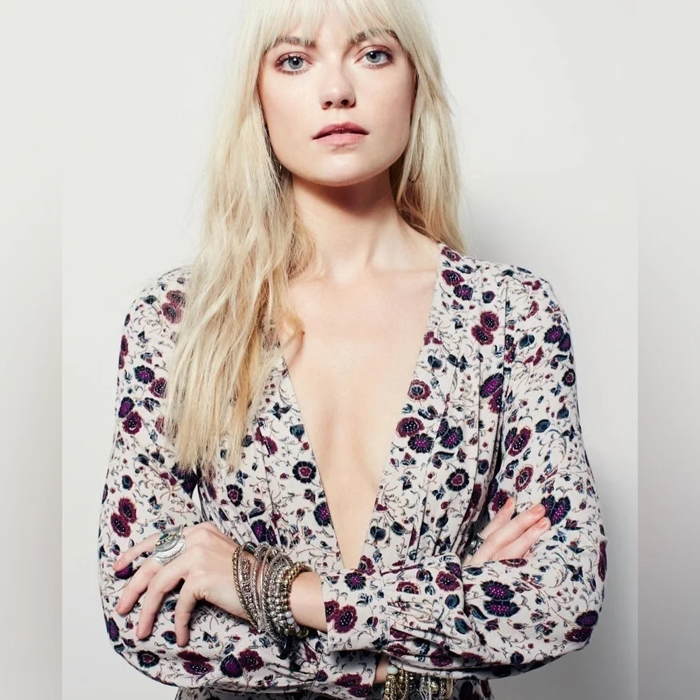Free People ‘Some Like It Hot’ Floral Long Sleeve Wide Leg Jumpsuit (4)